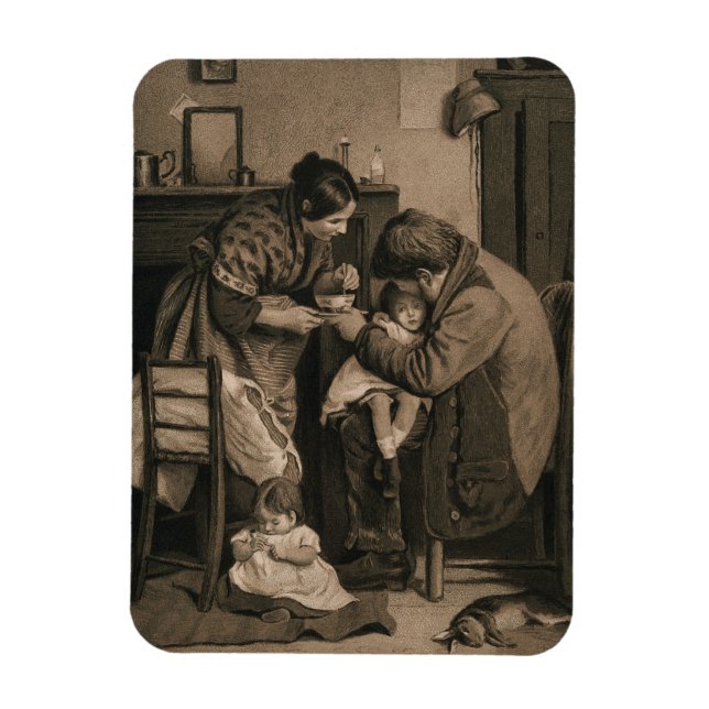 Sjuka barn som stöds av Far och Mor Magnet (Vertikal)