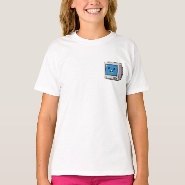 Sjuka Retro Tecknad Dator Barn T Shirt (Framsida)