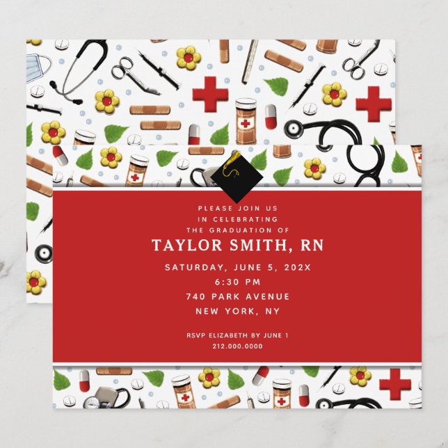 Sjuka Studentkort Inbjudningar (Fram/baksida)