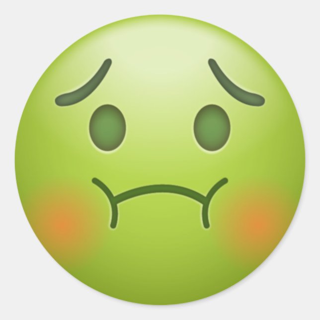 Sjukanteckning Emoji Ansikte Runt Klistermärke (Framsida)