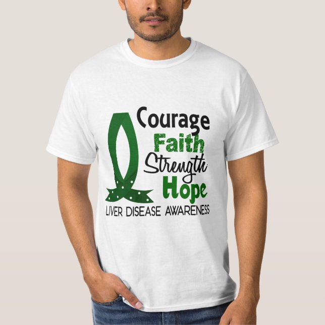 Sjukdom för lever för hopp för kuragetrostyrka tee shirt (Framsida)