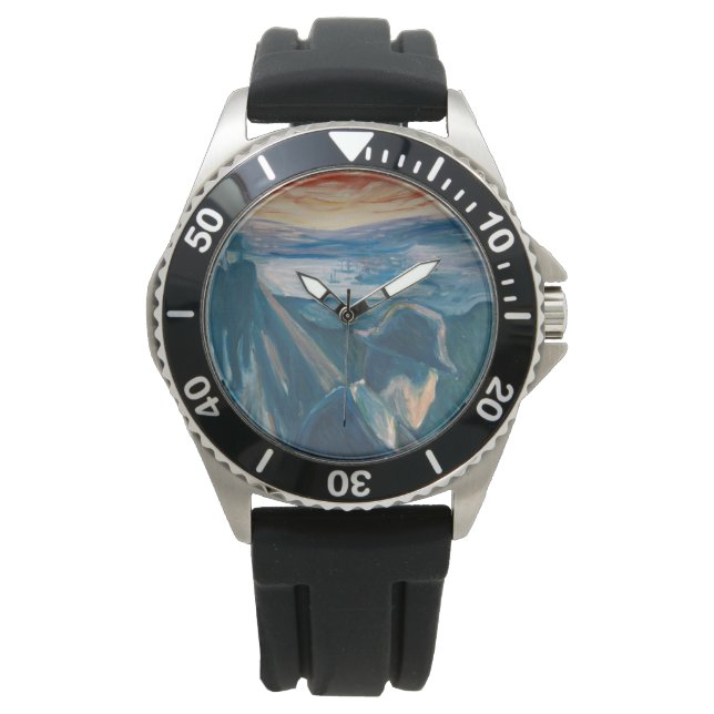 Sjukdom i Sunset, förtvivlan (av Edvard Munch) Armbandsur (Framsida)