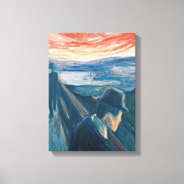 Sjukdom i Sunset, förtvivlan (av Edvard Munch) Canvastryck (Framsida)