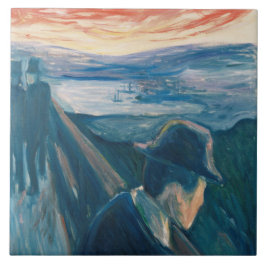 Sjukdom i Sunset, förtvivlan (av Edvard Munch) Kakelplatta