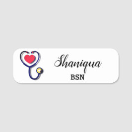 Sjukdomar i hjärta och stetoskop namnbricka