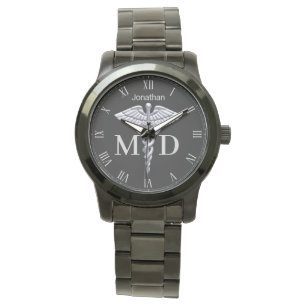 Sjukdomen Silver Caduceus Medical Doktor MD Armbandsur