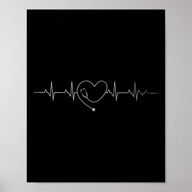 Sjukdomskänsla Hjärtstetoscope Heartslag Medicin Poster (Framsidan)