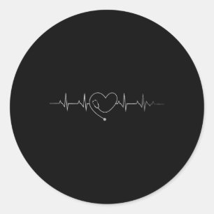 Sjukdomskänsla Hjärtstetoscope Heartslag Medicin Runt Klistermärke