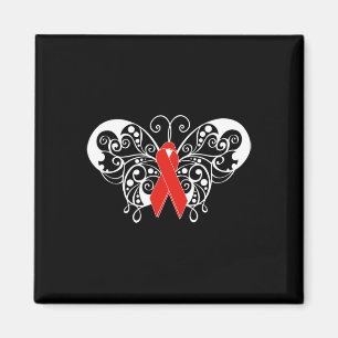 Sjukdomskänsla T Shirt Red Ribbon Butterfly Magnet