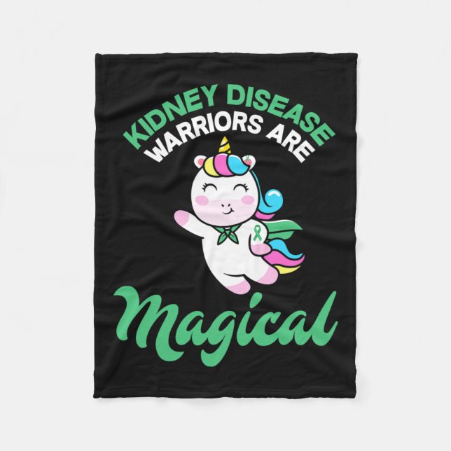 Sjukdomskarrior Magic Unicorn Kidney Awareness Fleecefilt (Framsidan)