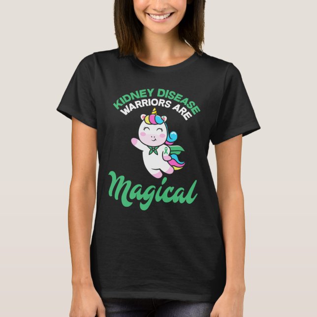 Sjukdomskarrior Magic Unicorn Kidney Awareness T Shirt (Framsida)