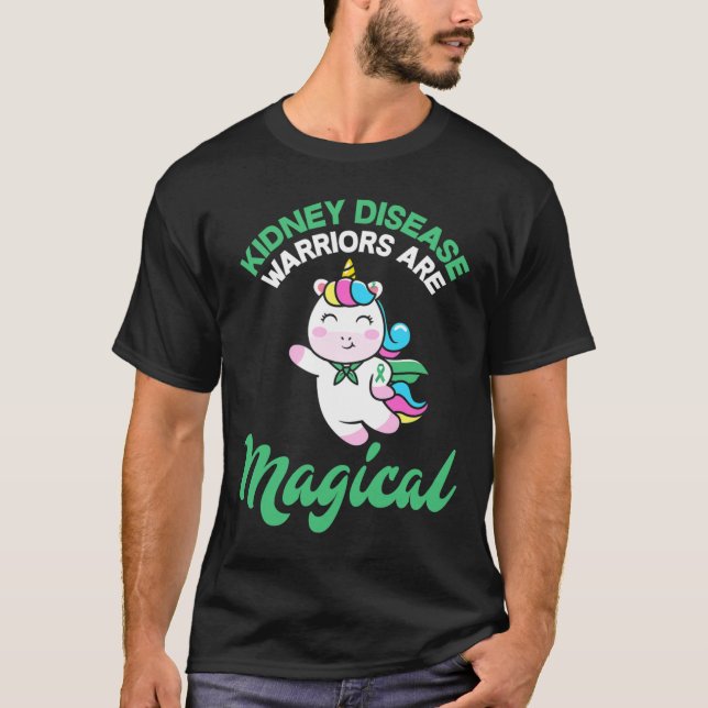 Sjukdomskarrior Magic Unicorn Kidney Awareness T Shirt (Framsida)