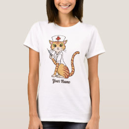 Sjukdomskatt - Ginger Tabby Nurse Cat Lover T Shirt