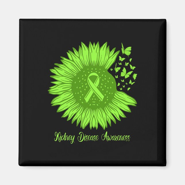 Sjukdomsmedvetenhet Solros Mamma Grönt Ribbon Magnet (Framsidan)