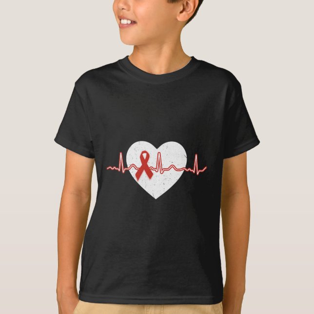 Sjukdomsrelaterade utfall Röda dagen Hjärtat T Shirt (Framsida)