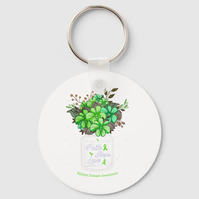Sjukdomsstämning Kärlek Hope Flower Burk Awareness Nyckelring (Framsida)
