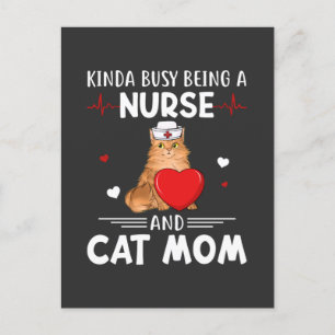 Sjukförsäkring Sjuksköterska och katt Mamma Inbjudan Vykort
