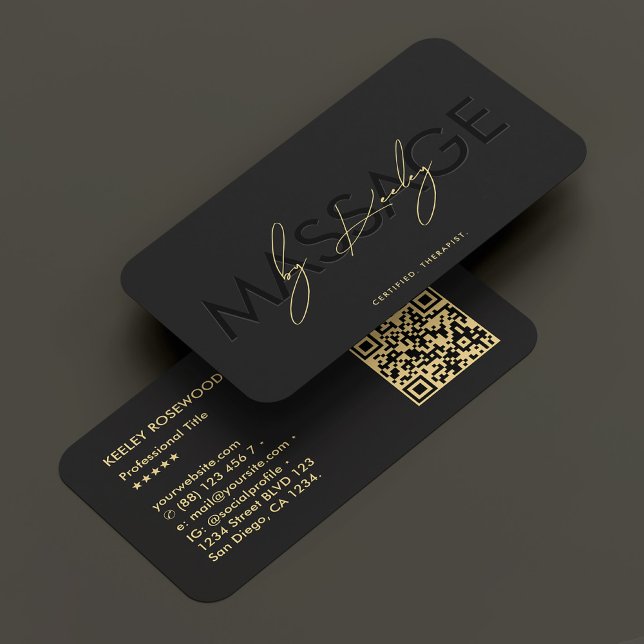 Sjukgymnastisk massaker Therapist Black Modern Visitkort (Physiotherapist Massage Therapist Black Modern Business Card
)