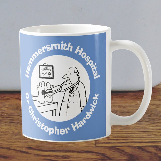 Sjukhus, kliniskt eller kirurgi med Namn. Kaffemugg (Skapare uppladdad)