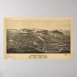 Sjukhus New York 1889 Antique Panoramic Karta Poster