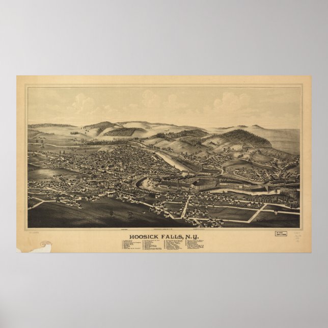 Sjukhus New York 1889 Antique Panoramic Karta Poster (Framsidan)