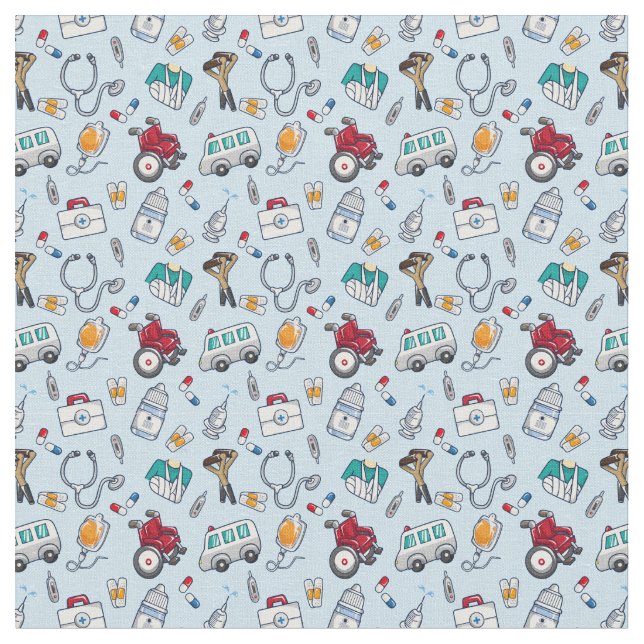 Sjukhuset Mönster Tyg (Närbild)