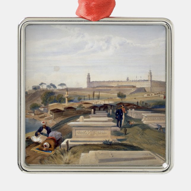 Sjukhuset och kyrkogården, Scutari, pläterar från Julgransprydnad Metall (Framsidan)