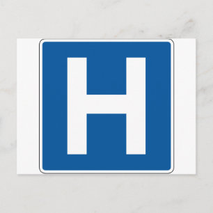 Sjukhusets gatuskylt vykort