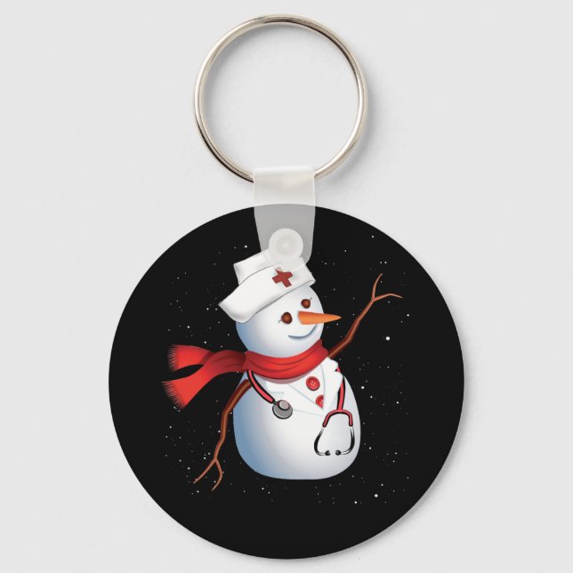 Sjukhusets höthattning Snögubbe Nyckelring (Framsida)