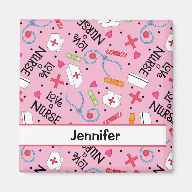 Sjukhusets medicinska konst Rosa Personlig Namn Ba Magnet (Framsidan)