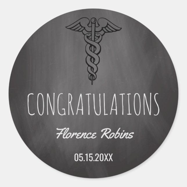 Sjukskolan Student | Caduceus Studenten Runt Klistermärke (Framsida)