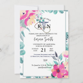 Sjukskolan Studenten Blommigt Party Inbjudningar