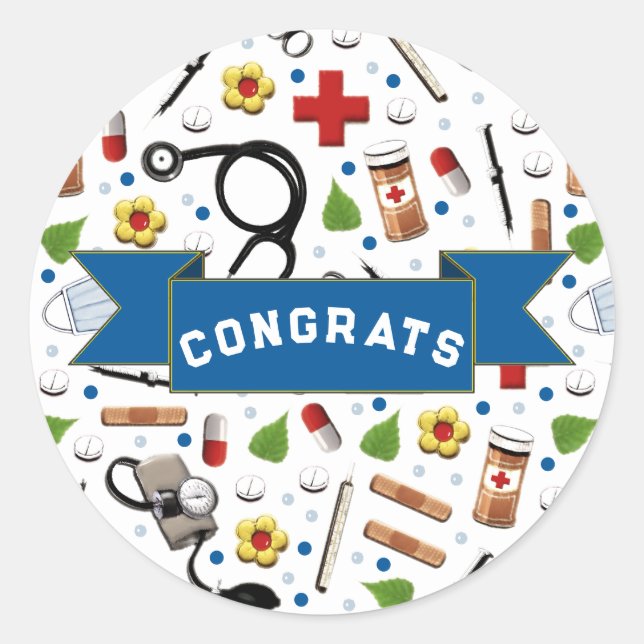 Sjukskolan Studenten Gratulerara Runt Klistermärke (Framsida)