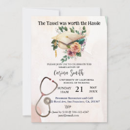 Sjukskolan Studenten Vintage Boho Blommigt Boho Inbjudningar