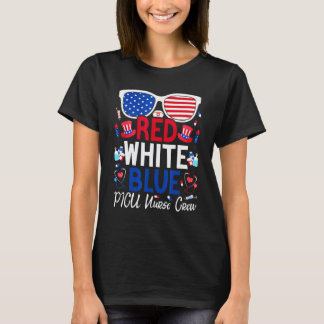 Sjuksköterska 4:e Juli Röd Vit Blå Picu Sjuksköter T Shirt