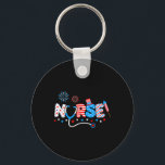 Sjuksköterska 4 juli amerikanska Flagga Patriotic  Nyckelring<br><div class="desc">Sjuksköterska 4:e juli Amerikanska Flagga Patriotic USA Stethoscope</div>