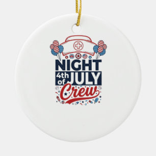 Sjuksköterska 4 juli Nattbemanning Patriotisk Shir Julgransprydnad Keramik