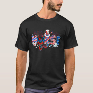 Sjuksköterska 4 juli stetoskop amerikansk flagga S T Shirt
