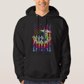 Sjuksköterska Amerikansk flagga USA Patriotisk Tie Hoodie