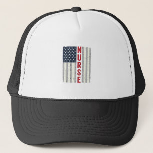 Sjuksköterska Amerikansk Flagga Vintage Gravyr T-S Keps