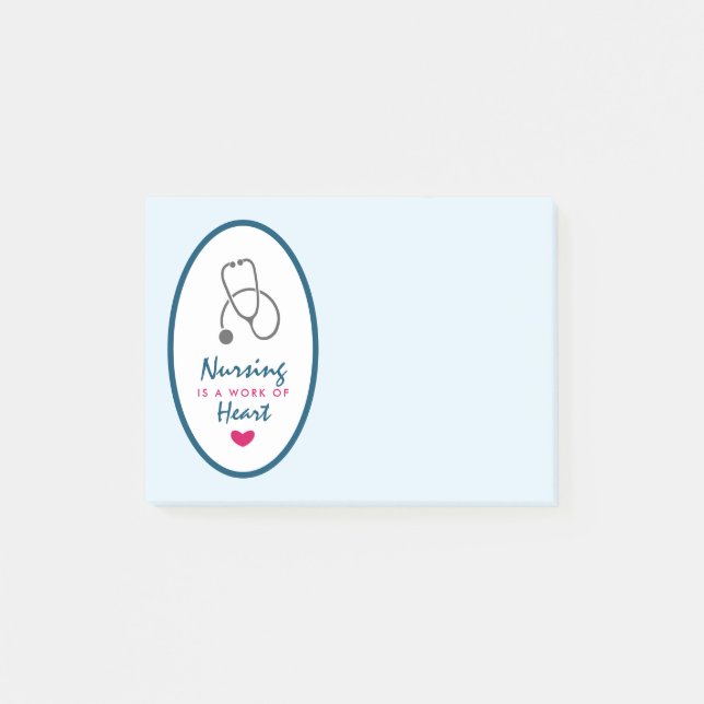 Sjuksköterska är ett hjärtsäcksande verk med stete post-it block (Framsida)
