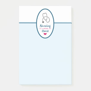 Sjuksköterska är ett hjärtsäcksande verk med stete post-it block