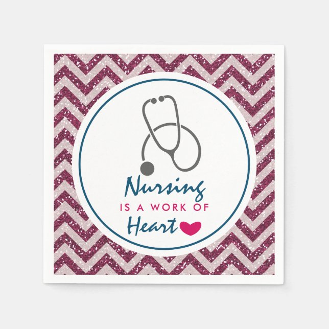 Sjuksköterska är ett hjärtsäcksande verk med steto pappersservett (Framsidan)