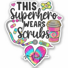 Sjuksköterska av superhjälten Scrubs Rainbow Nurse Klistermärken