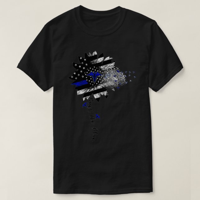 Sjuksköterska bakom Blå Solroamerika Flagga Nursin T Shirt (Design framsida)