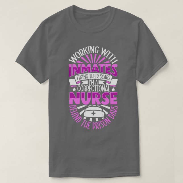 Sjuksköterska bakom fängelset pub, rättsvårdande v t shirt (Design framsida)