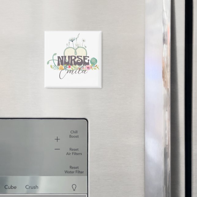 Sjuksköterska Blommig Trädgård Ditt Namn Magnet (In Situ (Fridge))