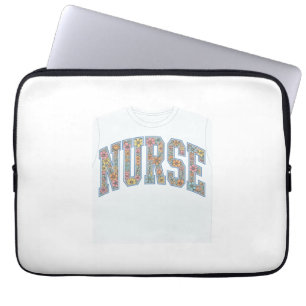 Sjuksköterska Blommig Varsity Bokstavs Tröja Desig Laptop Fodral