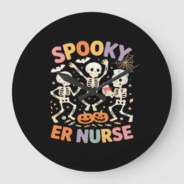 Sjuksköterska Cute Halloween Spooky Essential T-Sh Stor Klocka (Framsida)
