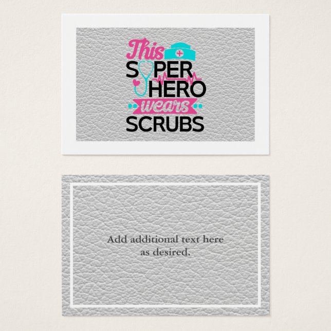 Sjuksköterska - Denna superhjälte Wears Scrubs - L Visitkort (Framsida & baksida)